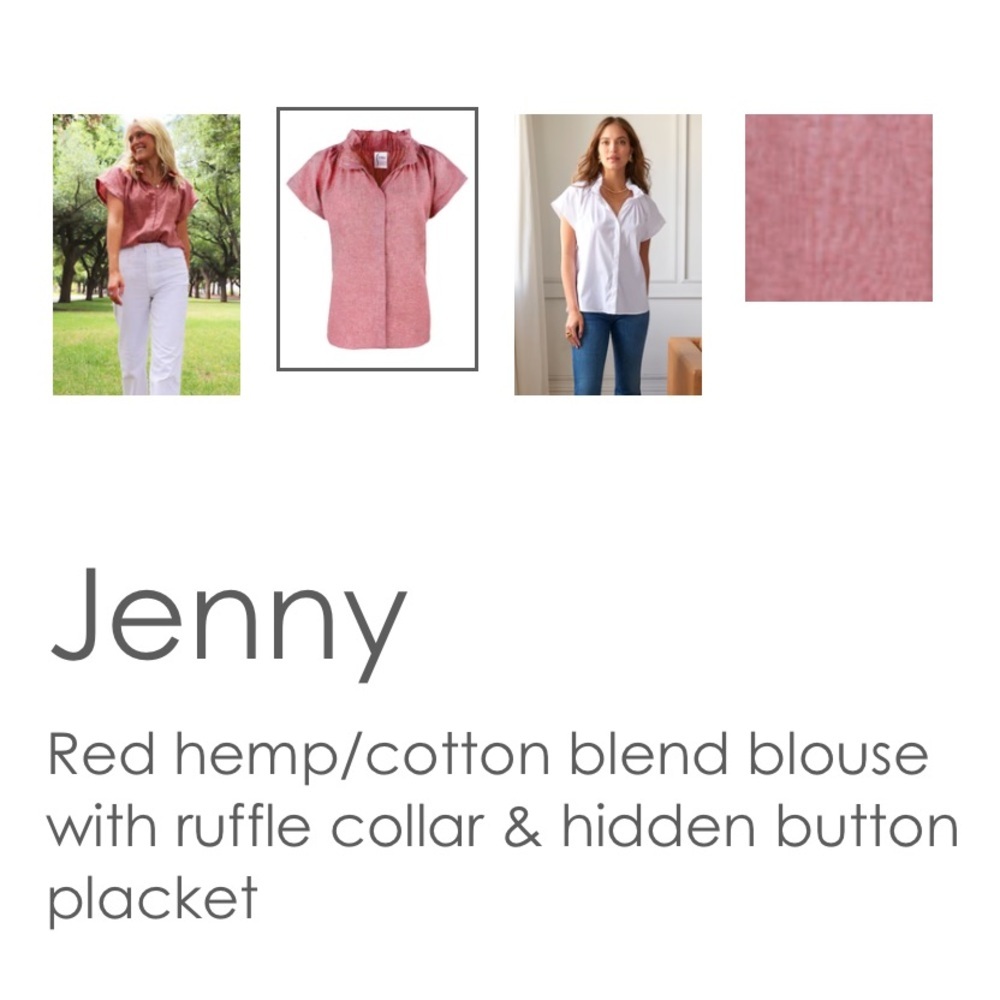 Finley Jenny Ruffle Accent Hemp Blend Pink Flutter Sleeve Shirt - Picture 8 of 8